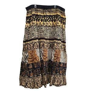 Y2K VTG White Stag Women Boho M 8/10 Sheer Animal Print Tiered Maxi Skirt Tribal